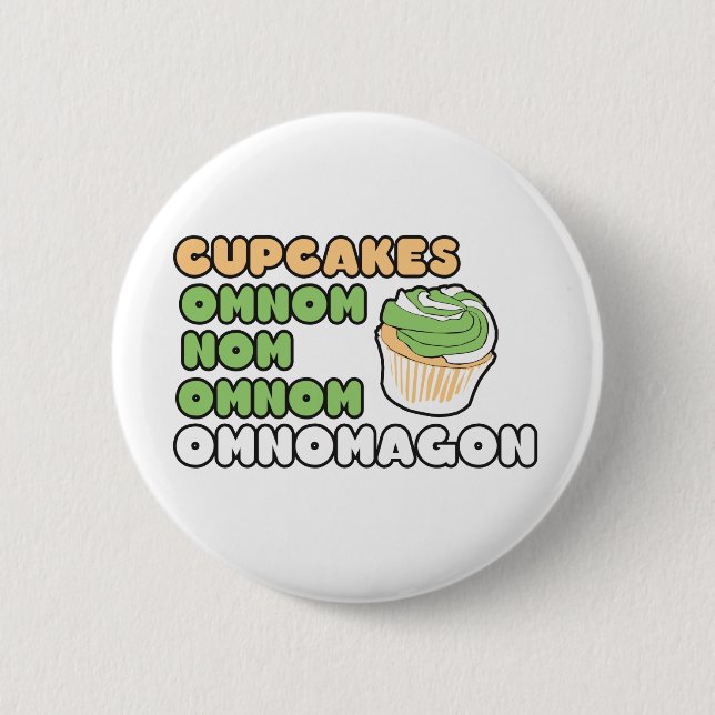 OMNOM Cupcakes 2 Inch Round Button (Front)