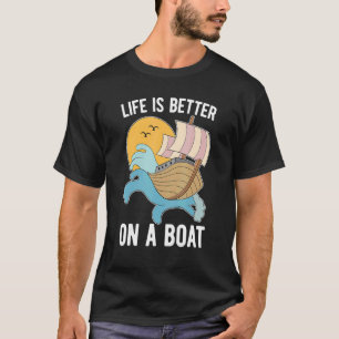 On A Boat Sailor Skipper Nautical Sailing T-Shirt