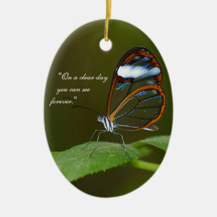 "On a Clear Day" Glasswing Butterfly Design Ceramic Ornament