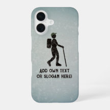 On a Hike with Backpack and Stick - your slogan on