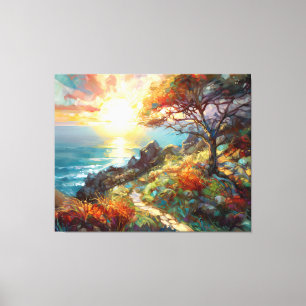 On a hill overlooking the ocean canvas print