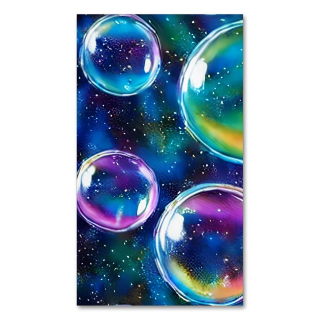 On Air Drop Iridescent Stunning Whimsical Bubble T Magnetic Business Card (Front Vertical)