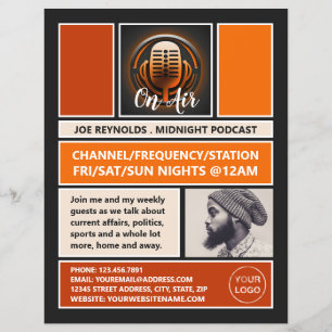 On Air Podcaster, Retro Podcast Advertising Flyer