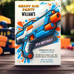 On Ammo Team Army Cute Cool Neon Nerf 9th Birthday Invitation<br><div class="desc">Get ready for action! This On fun and cool neon-style 9th birthday invitation features Nerf blasters, targets, and bold “Game On” energy in a vibrant watercolor design. Perfect for an ammo-packed, army-inspired party with a retro arcade glow. Customizable text space makes it easy to personalize for your birthday hero! Have...</div>