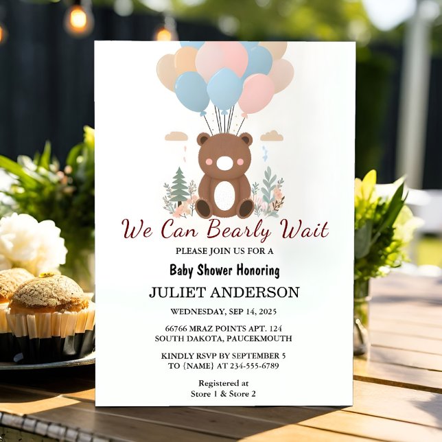 On Animal Cub Boho We Can Bearly Wait Baby Shower Invitation (Creator Uploaded)