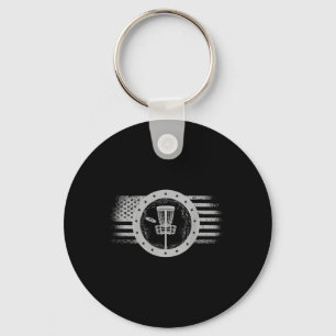 On Back Cool Disc Golf Sport Usa Grunge Flag - Dis Keychain