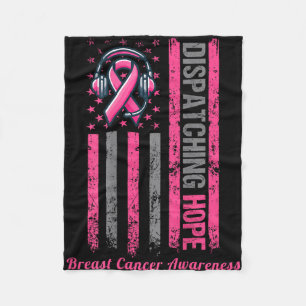 ON BACK Dispatcher Breast Cancer Awareness Pink Fleece Blanket