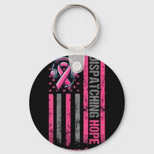 ON BACK Dispatcher Breast Cancer Awareness Pink Keychain