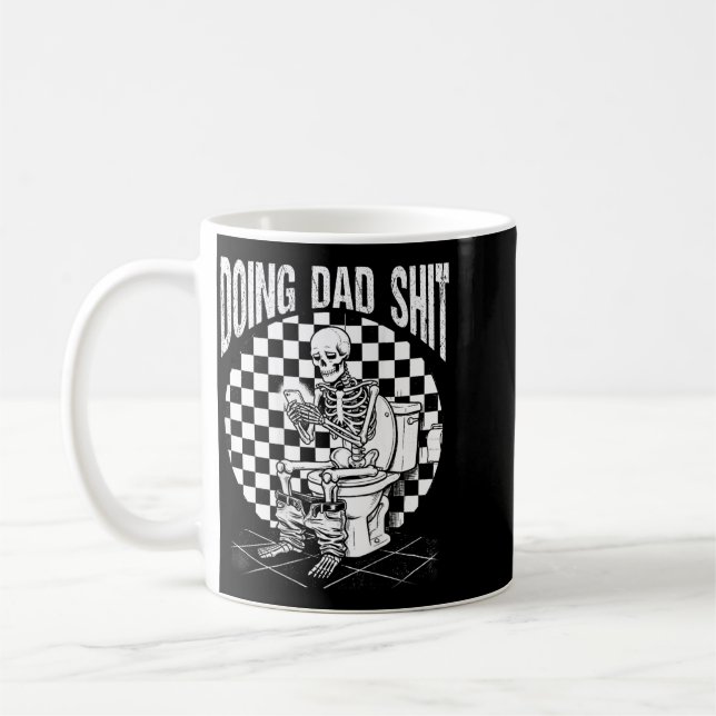 On Back Doing Dad Stuff Funny Skeleton Toilet Coffee Mug (Left)