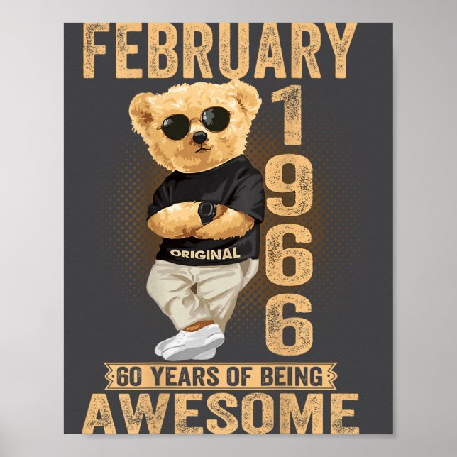 (on Back) February 1966 60th Birthday 60 Years Ted Poster (Front)