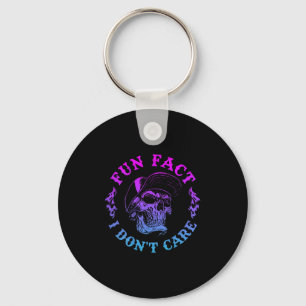 (on Back) Fun Fact I Dont Care, Funny Skeleton Sar Keychain