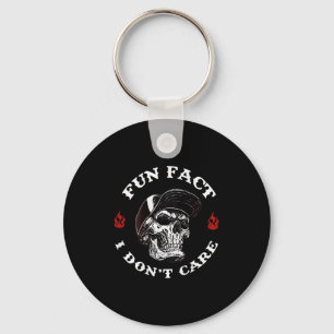 (on Back) Fun Fact I Dont Care Funny Skeleton Sayi Keychain