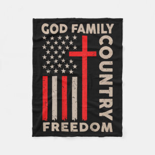 On-back God Family Country Dom Patriotic Christian Fleece Blanket