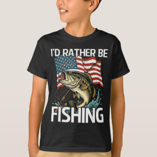 On-back i'd be fishing funny bass fishing humour  T-Shirt