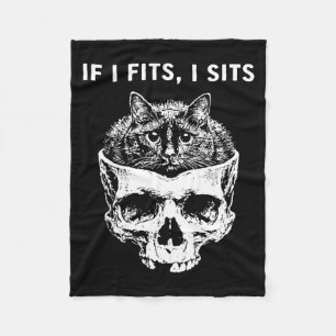 (on back) if fits sits black cat skull gothic dark fleece blanket