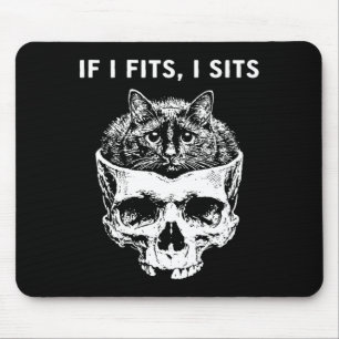(on back) if fits sits black cat skull gothic dark mouse pad