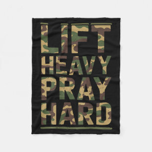 On-back Lift Heavy Pray Hard Workout Christian Wei Fleece Blanket