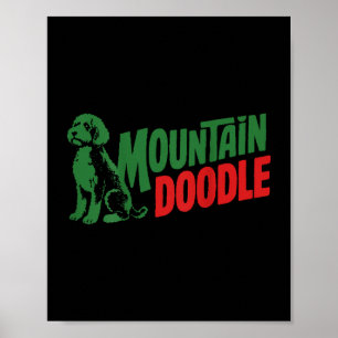 On back mountain doodle dog lovers retro outdoor poster