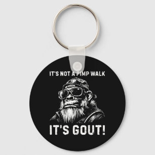 On Back Not A Walk Gout Monkey Old Man Medical Keychain