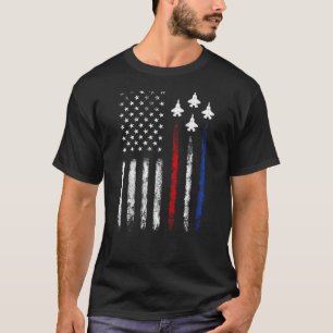 On Back Patriotics USA Flag Fighter Jet 4th Of Ju T-Shirt