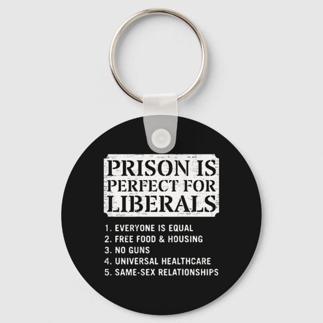 On Back Prison Is Perfect For Liberals Anti Keychain (Front)