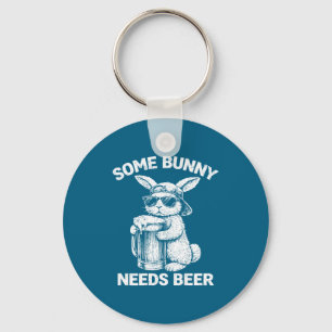 (on back) some bunny needs beer funny easter bunny keychain