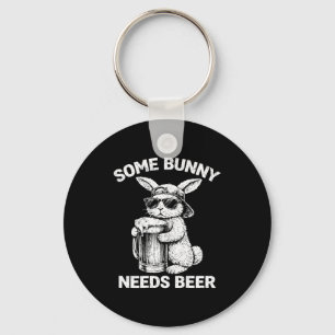 (on back) some bunny needs beer funny easter bunny keychain