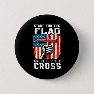 On-back Stand For Flag Kneel Cross Patriotic Chris 2 Inch Round Button