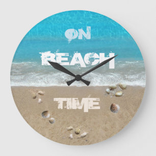 On Beach Time Large Clock