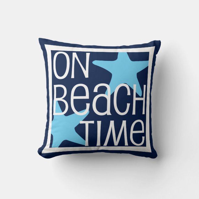 On Beach Time Throw Pillow (Front)