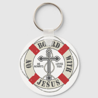 On Board With Jesus Keychain