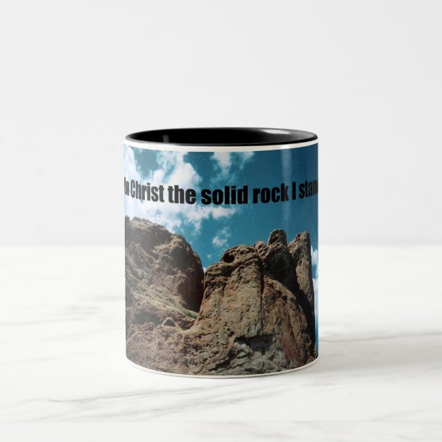 On Christ the Solid Rock I Stand. Two-Tone Coffee Mug (Center)