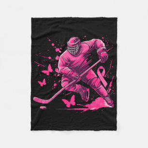 (on Ck) Ice Hockey Breast Cancer Awareness Player  Fleece Blanket
