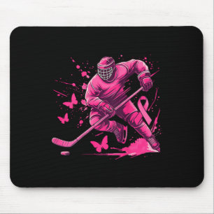 (on Ck) Ice Hockey Breast Cancer Awareness Player Mouse Pad