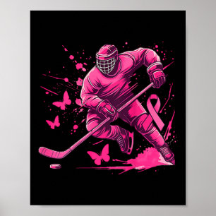 (on Ck) Ice Hockey Breast Cancer Awareness Player  Poster