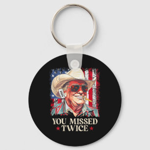 (on Ck) You Missed Twice Western Cowboy Trump 2024 Keychain