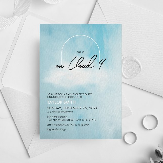 On Cloud 9 Bachelorette Party Theme Invitation (Creator Uploaded)