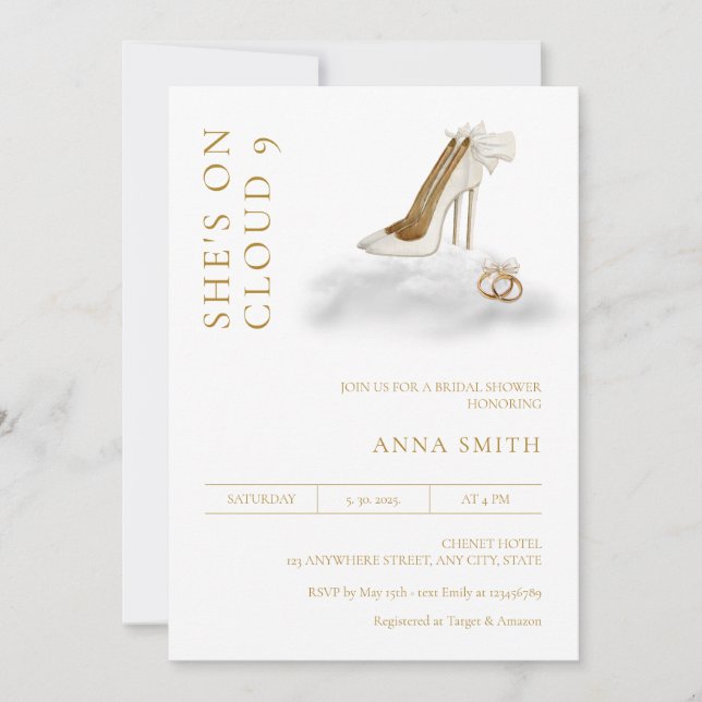 On cloud 9 Bridal Shower Modern Minimalist  Invitation (Front)
