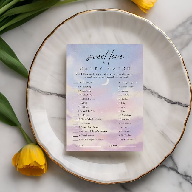 On Cloud 9 Candy Match Bridal Shower Game Card (Creator Uploaded)
