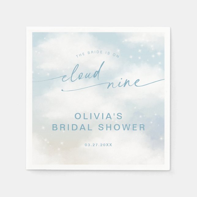 On Cloud 9 Dreamy Clouds Bridal Shower  Napkin (Front)