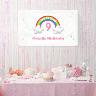 On Cloud 9! Rainbow Birthday Banner
