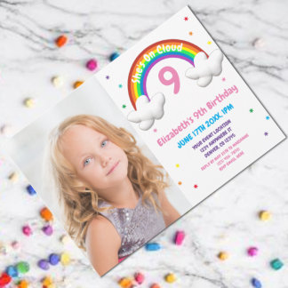 On Cloud 9! Rainbow Birthday Invitation
