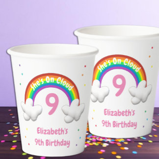 On Cloud 9! Rainbow Birthday Paper Cups