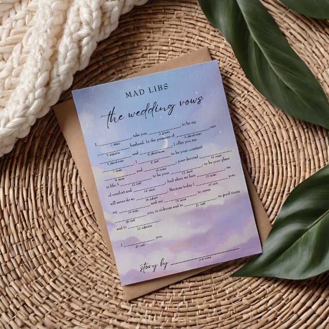 On Cloud 9 Wedding Vows Bridal Libs Game Invitation (Creator Uploaded)