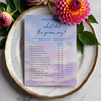On Cloud 9 What did the Groom Say Game Card