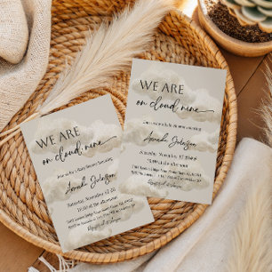 On Cloud Nine 9 Beige Gender Neutral Baby Shower Invitation