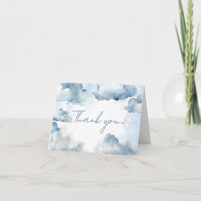 On Cloud Nine Baby Shower Party Thank You Card (Front)