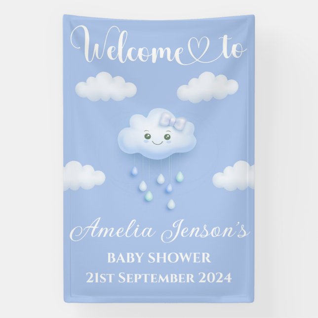 On Cloud Nine Baby Shower Wall Banner/Welcome Sign (Vertical)