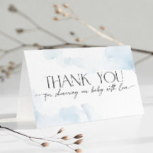On Cloud Nine Dusty Blue Baby Shower Thank You