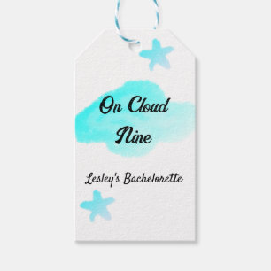 On Cloud nine pastel blue clouds star bachelorett Gift Tags